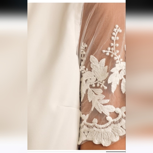 LULU'S Dance a Little Lace White Embroidered Short Sleeve Shift Dress. M NWT - Picture 3 of 16